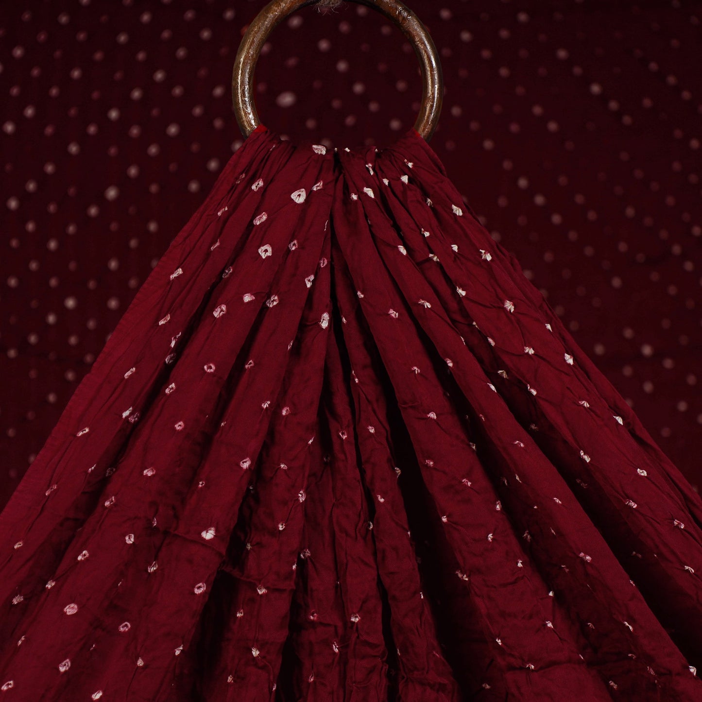Maroon - kutch tie-dye modal silk bandhani fabric 10