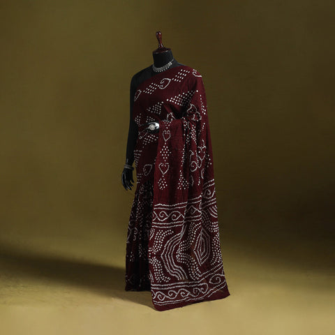 Kutch tie-dye pure cotton bandhani saree 07 - handcrafted