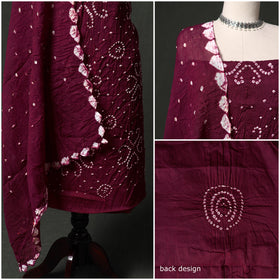 Kutch tie-dye satin cotton bandhani 3pc unstitched dress