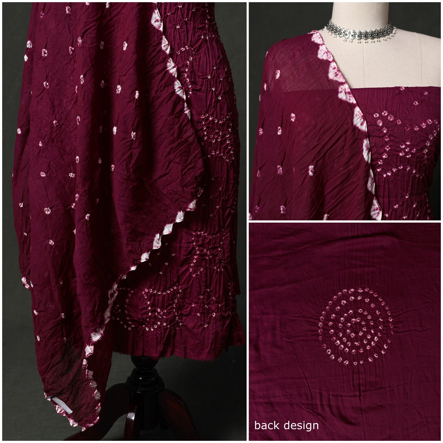 Kutch tie-dye satin cotton bandhani 3pc unstitched dress