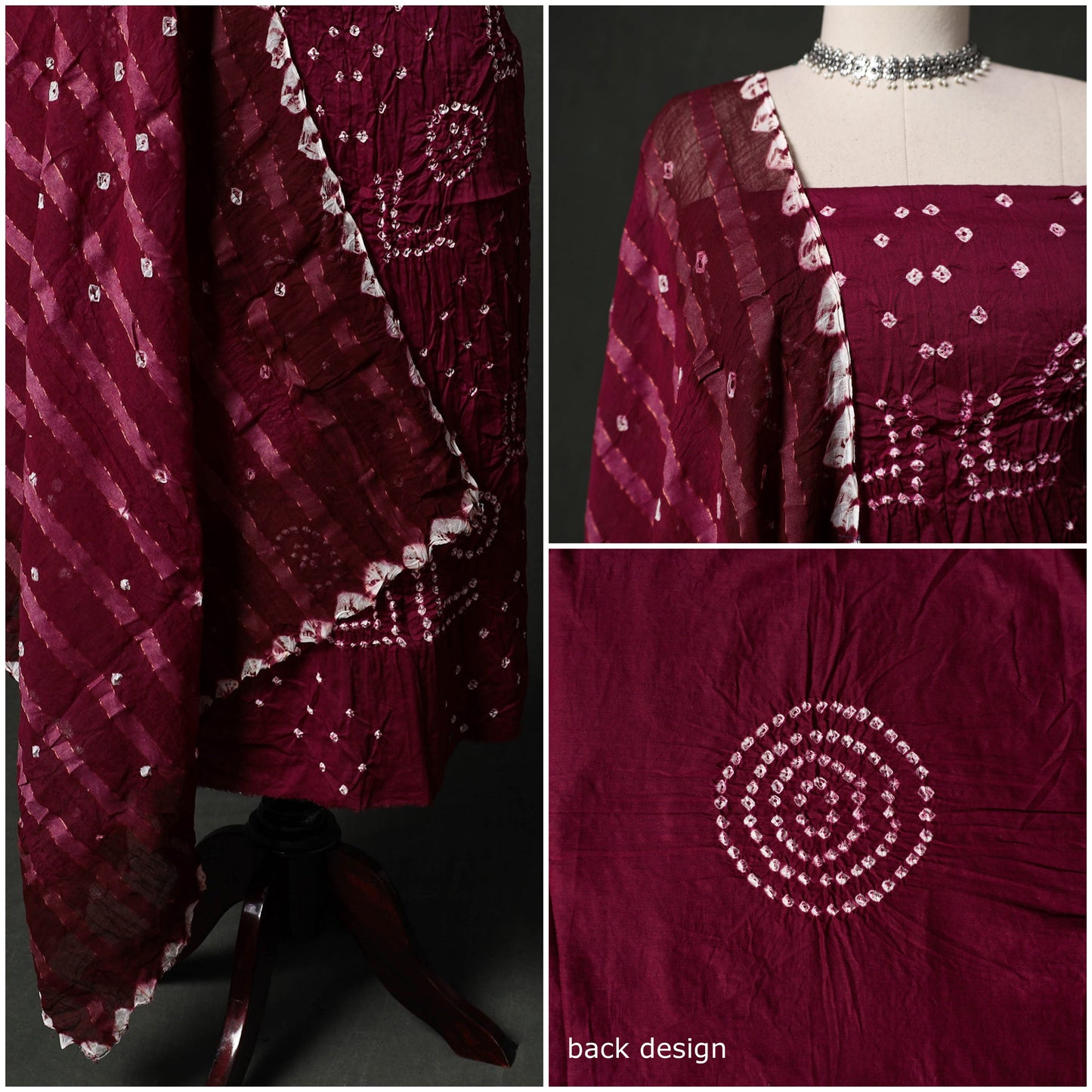 Kutch tie-dye satin cotton bandhani 3pc unstitched dress