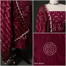 Kutch tie-dye satin cotton bandhani 3pc unstitched dress