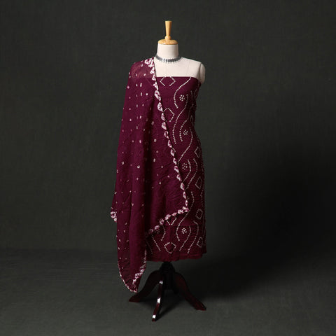 Kutch tie-dye satin cotton bandhani 3pc unstitched dress