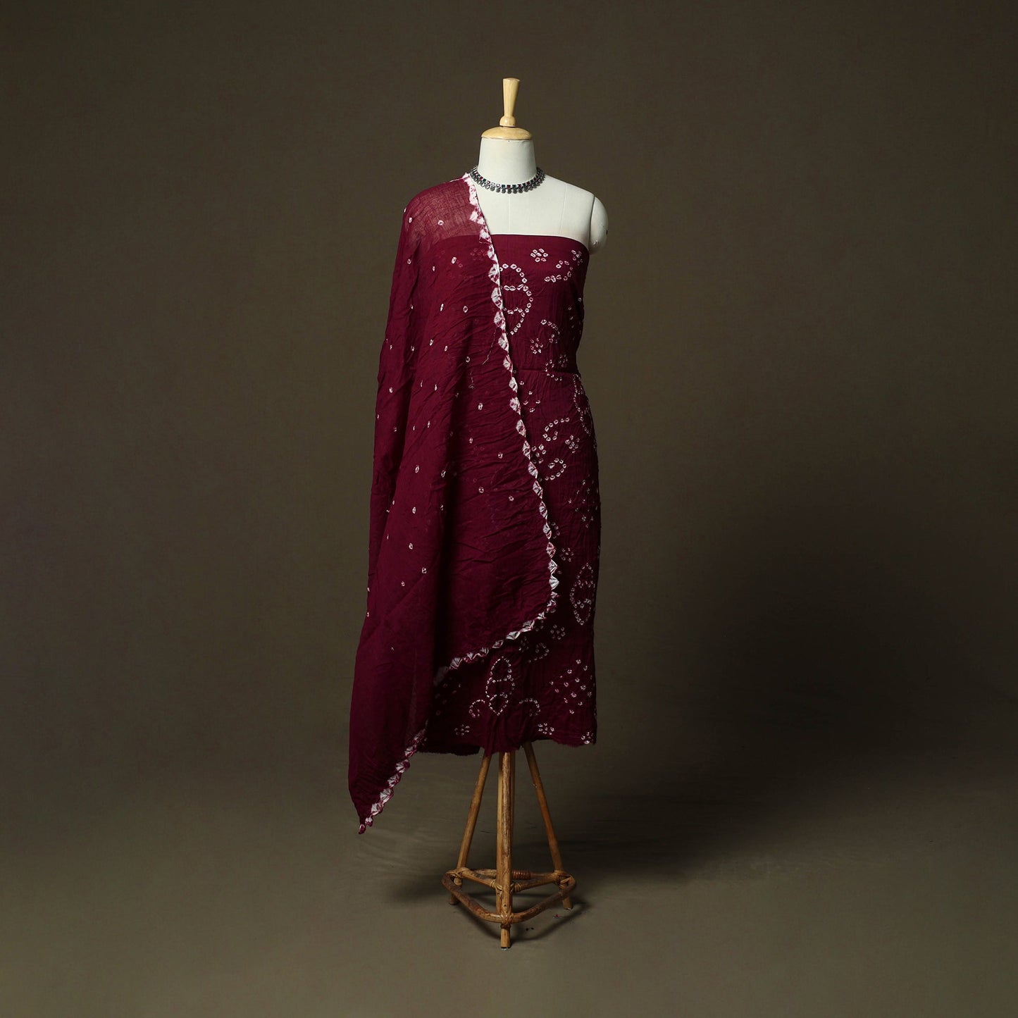 Kutch tie-dye satin cotton bandhani 3pc unstitched dress