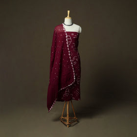 Kutch tie-dye satin cotton bandhani 3pc unstitched dress