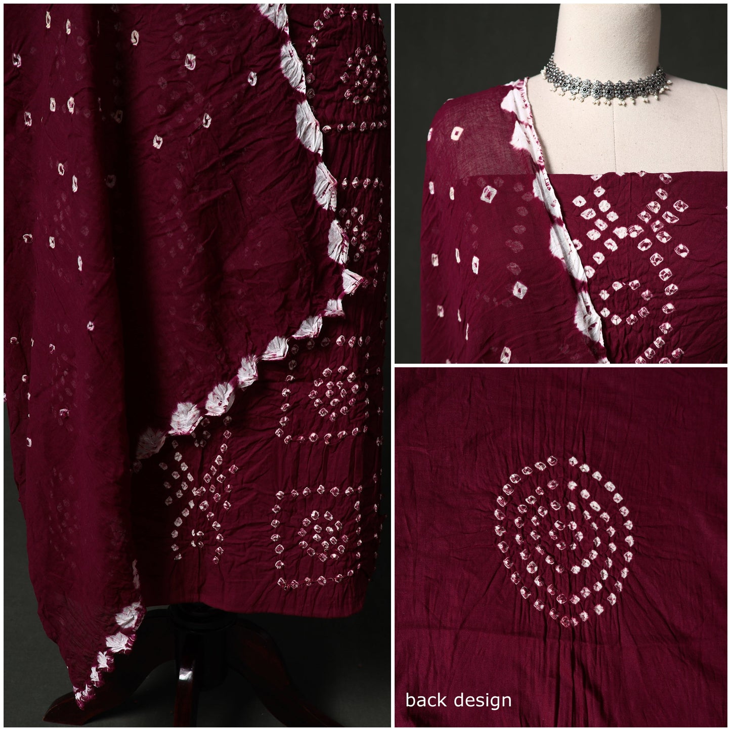 Kutch tie-dye satin cotton bandhani 3pc unstitched dress