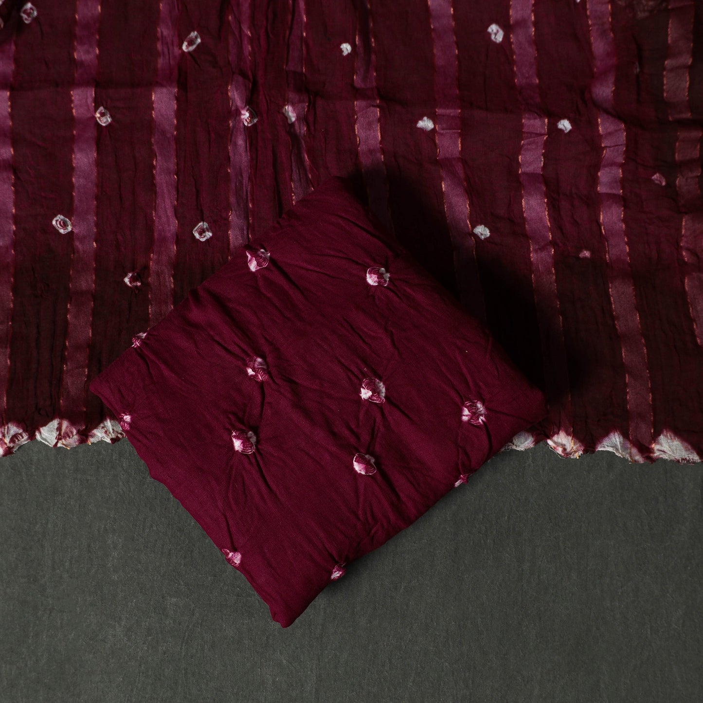 Kutch tie-dye satin cotton bandhani 3pc unstitched dress