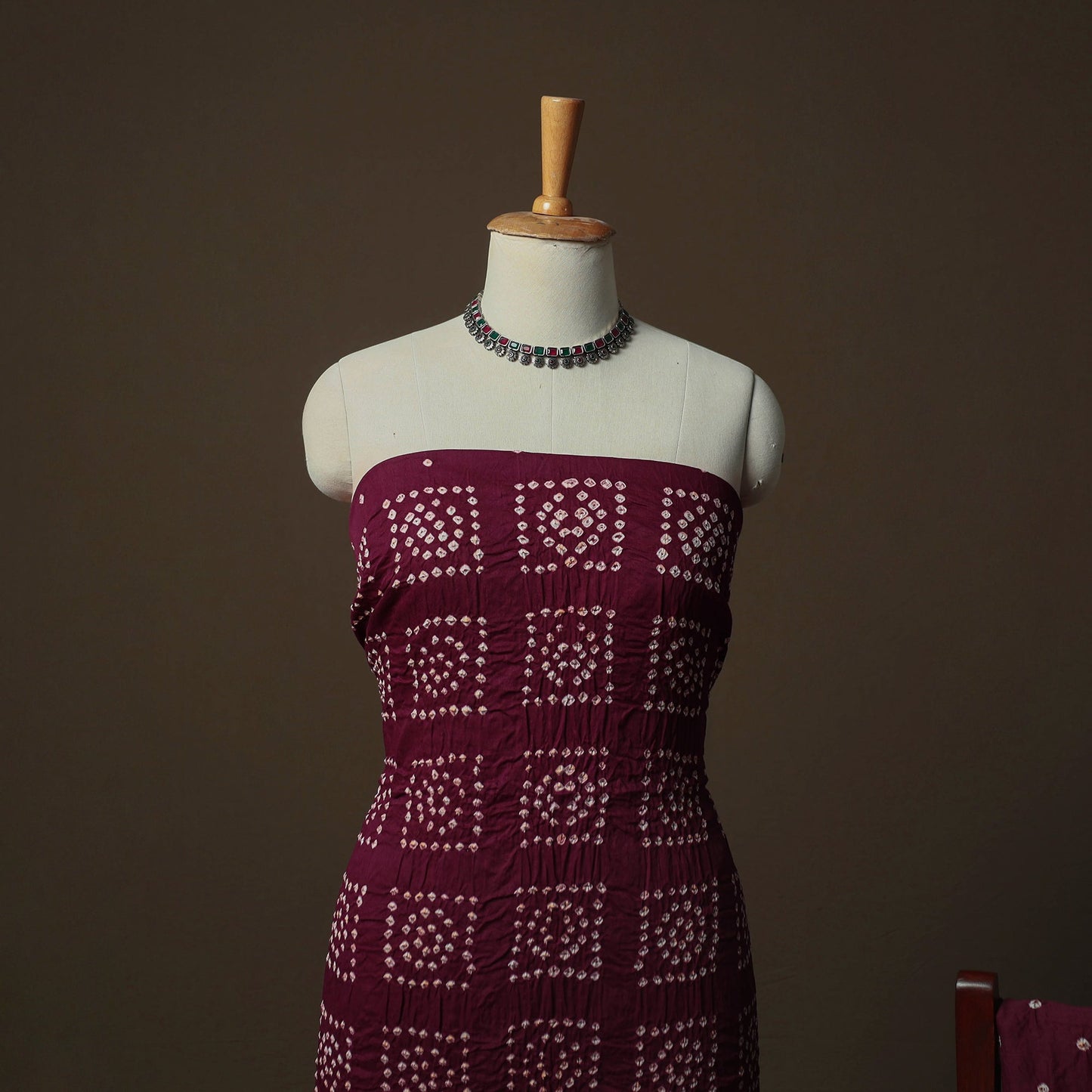 Kutch tie-dye satin cotton bandhani 3pc unstitched dress