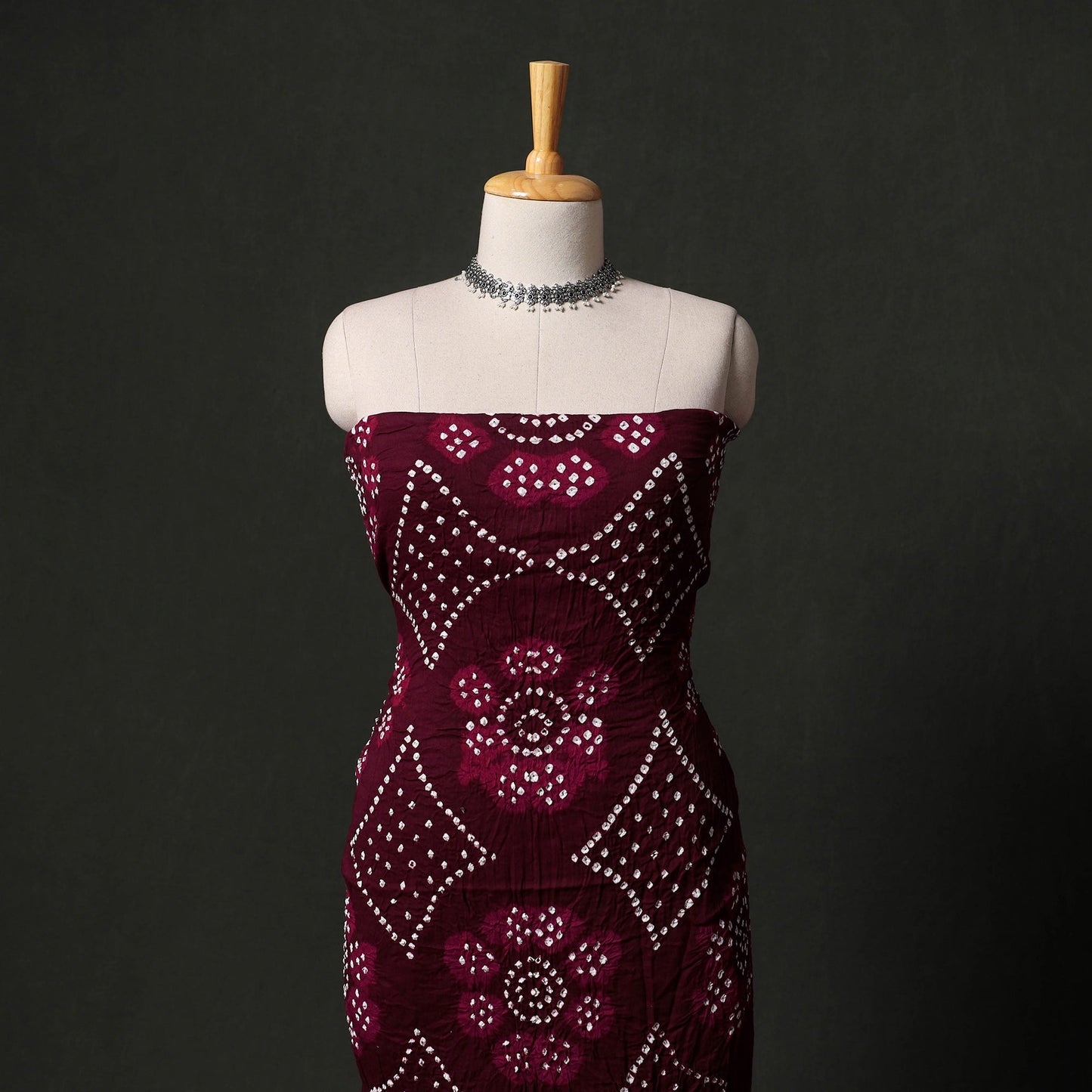 Kutch tie-dye satin cotton bandhani 3pc unstitched dress