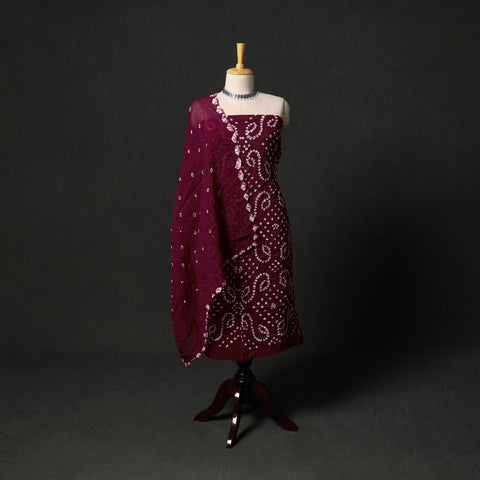 Kutch tie-dye satin cotton bandhani 3pc unstitched dress