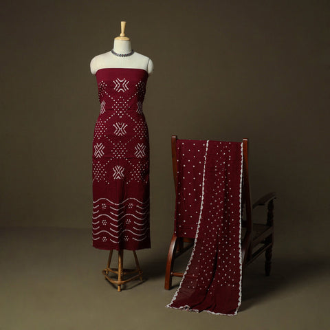 Kutch tie-dye satin cotton bandhani 3pc unstitched dress