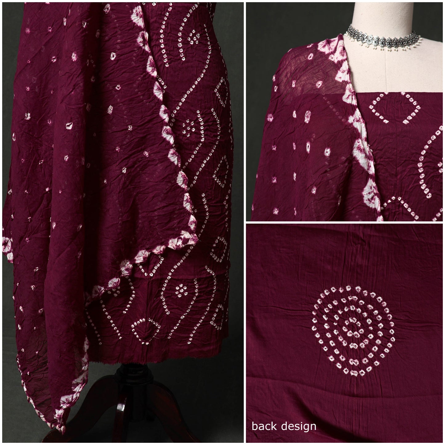 Kutch tie-dye satin cotton bandhani 3pc unstitched dress