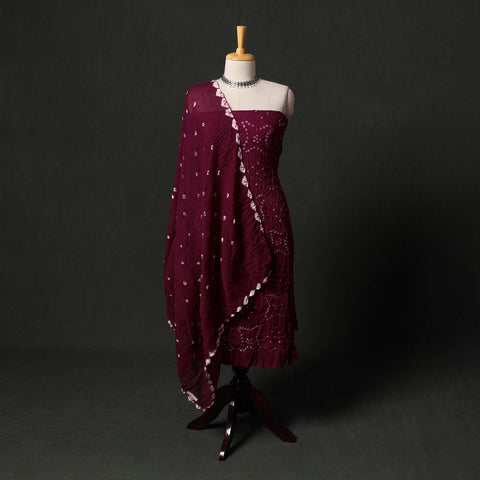 Kutch tie-dye satin cotton bandhani 3pc unstitched dress