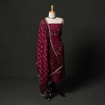 Kutch tie-dye satin cotton bandhani 3pc unstitched dress