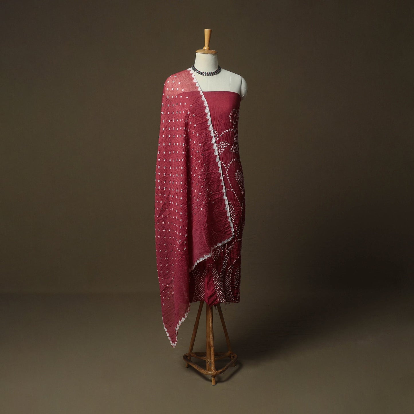 Kutch tie-dye satin cotton bandhani 3pc unstitched dress
