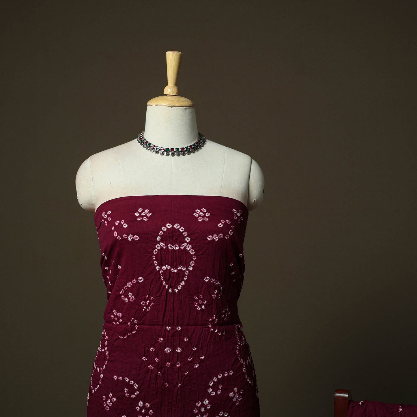 Kutch tie-dye satin cotton bandhani 3pc unstitched dress