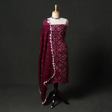 Kutch tie-dye satin cotton bandhani 3pc unstitched dress