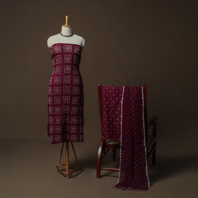 Kutch tie-dye satin cotton bandhani 3pc unstitched dress
