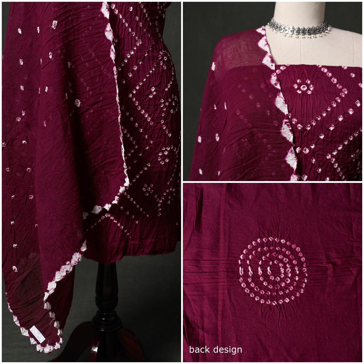 Kutch tie-dye satin cotton bandhani 3pc unstitched dress
