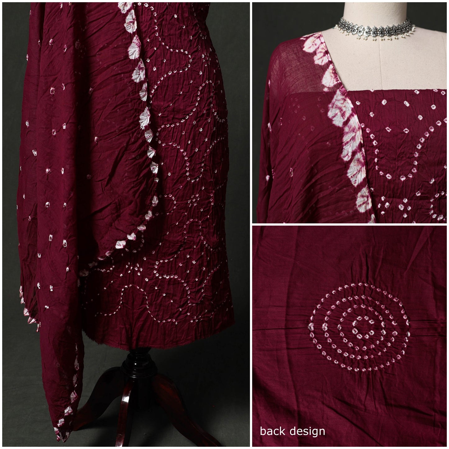 Kutch tie-dye satin cotton bandhani 3pc unstitched dress