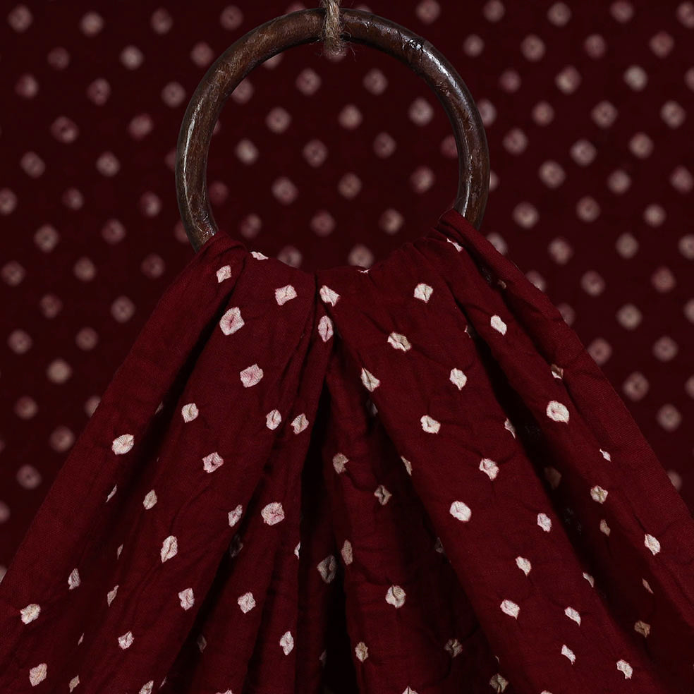 Maroon - kutch tie-dye satin cotton bandhani fabric 62