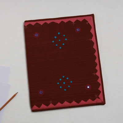Maroon Lambani Mirror & Patchwork Embroidery Cotton File Folder 