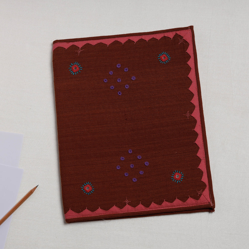 Maroon Lambani Mirror & Patchwork Embroidery Cotton File Folder 