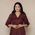  Dark purple Linen Viscose Plain Long Kurta for Women