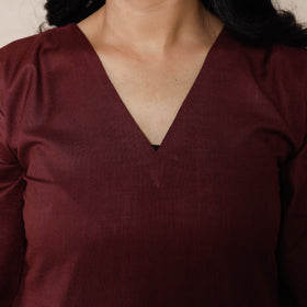  Dark purple Linen Viscose Plain Long Kurta for Women