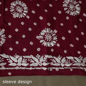 Lucknowi chikankari hand work bandhani unstitched kurta