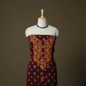 Lucknowi chikankari hand work bandhani unstitched kurta