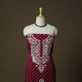 Lucknowi chikankari hand work bandhani unstitched kurta
