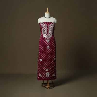 Lucknowi chikankari hand work bandhani unstitched kurta