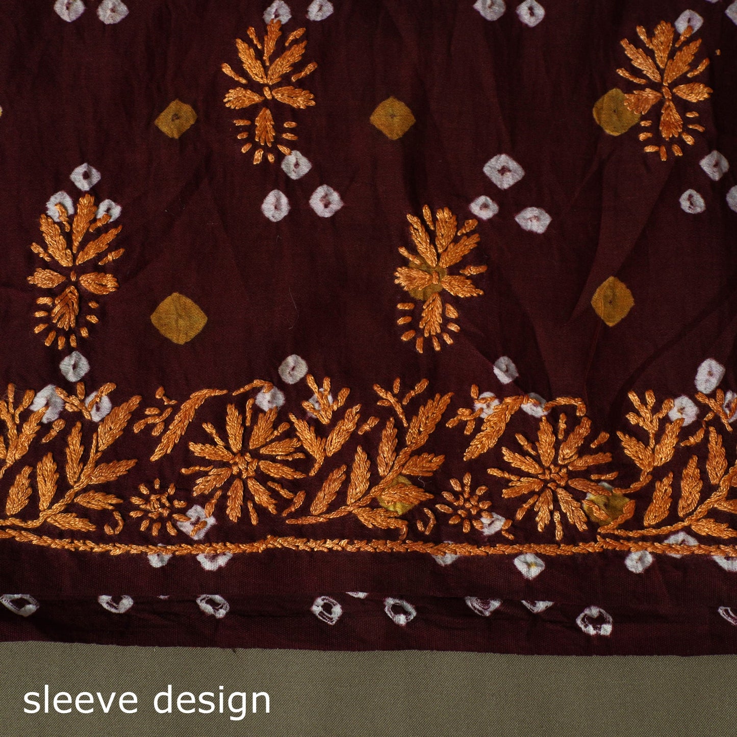 Lucknowi chikankari hand work bandhani unstitched kurta