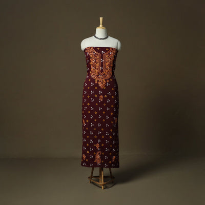 Lucknowi chikankari hand work bandhani unstitched kurta