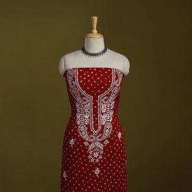Lucknowi chikankari work bandhani unstitched kurta material