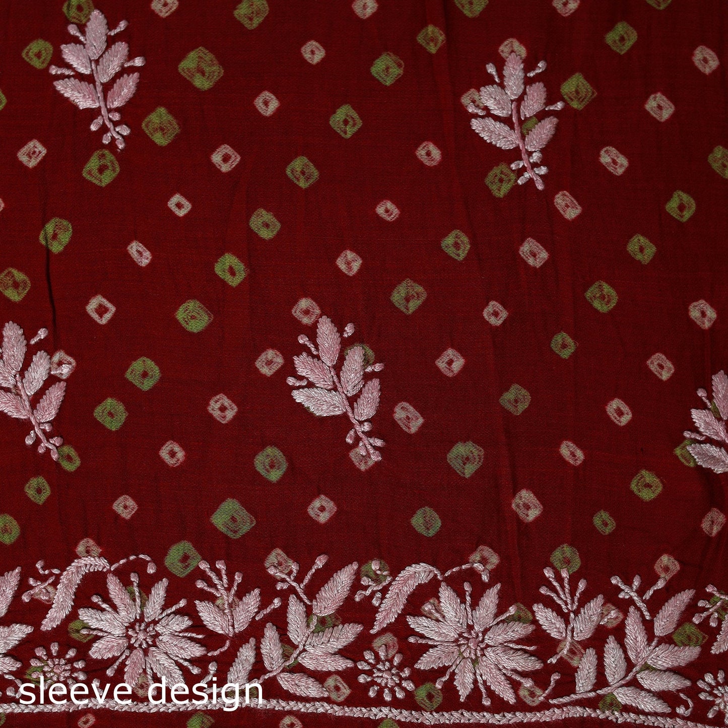 Lucknowi chikankari work bandhani unstitched kurta material