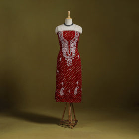Lucknowi chikankari work bandhani unstitched kurta material