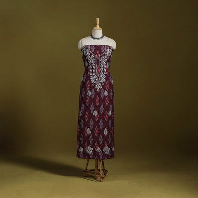 Lucknowi chikankari work pochampally ikat unstitched kurta