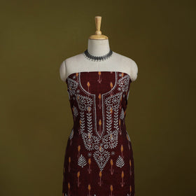 Lucknowi chikankari work pochampally ikat unstitched kurta