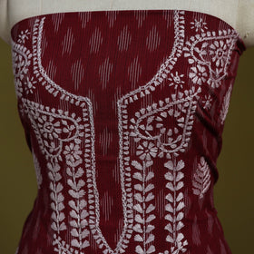 Lucknowi chikankari work pochampally ikat unstitched kurta