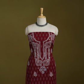 Lucknowi chikankari work pochampally ikat unstitched kurta