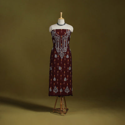 Lucknowi chikankari work pochampally ikat unstitched kurta