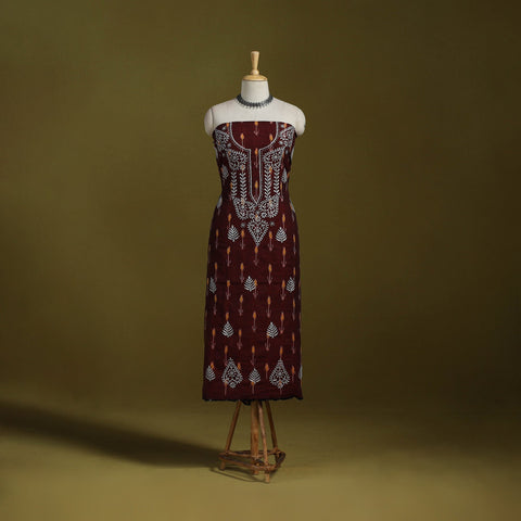 Lucknowi chikankari work pochampally ikat unstitched kurta