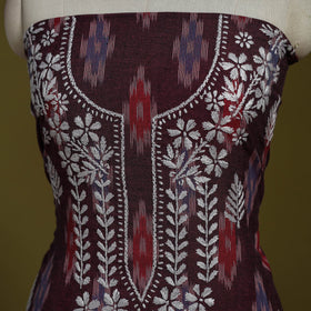 Lucknowi chikankari work pochampally ikat unstitched kurta