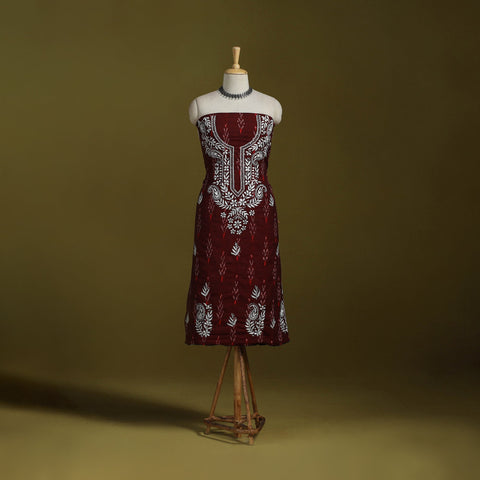 Lucknowi chikankari work pochampally ikat unstitched kurta