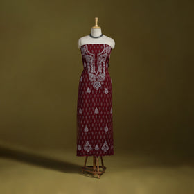 Lucknowi chikankari work pochampally ikat unstitched kurta