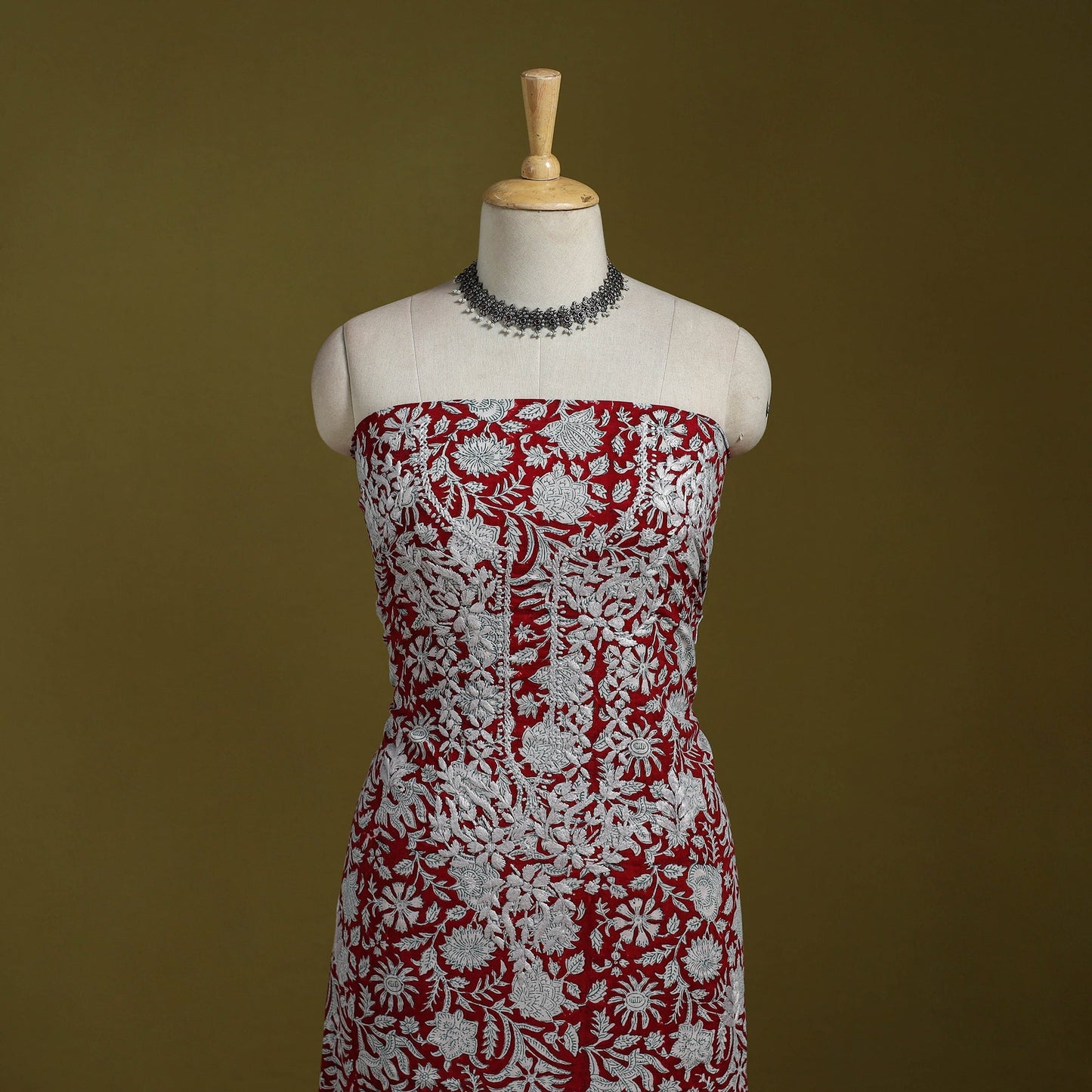 Lucknowi chikankari work sanganeri unstitched kurta