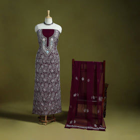 Maroon - lucknowi hand embroidered chikankari georgette 3pc