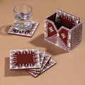  Mandana Art Handpainted Paper Mache Coasters 